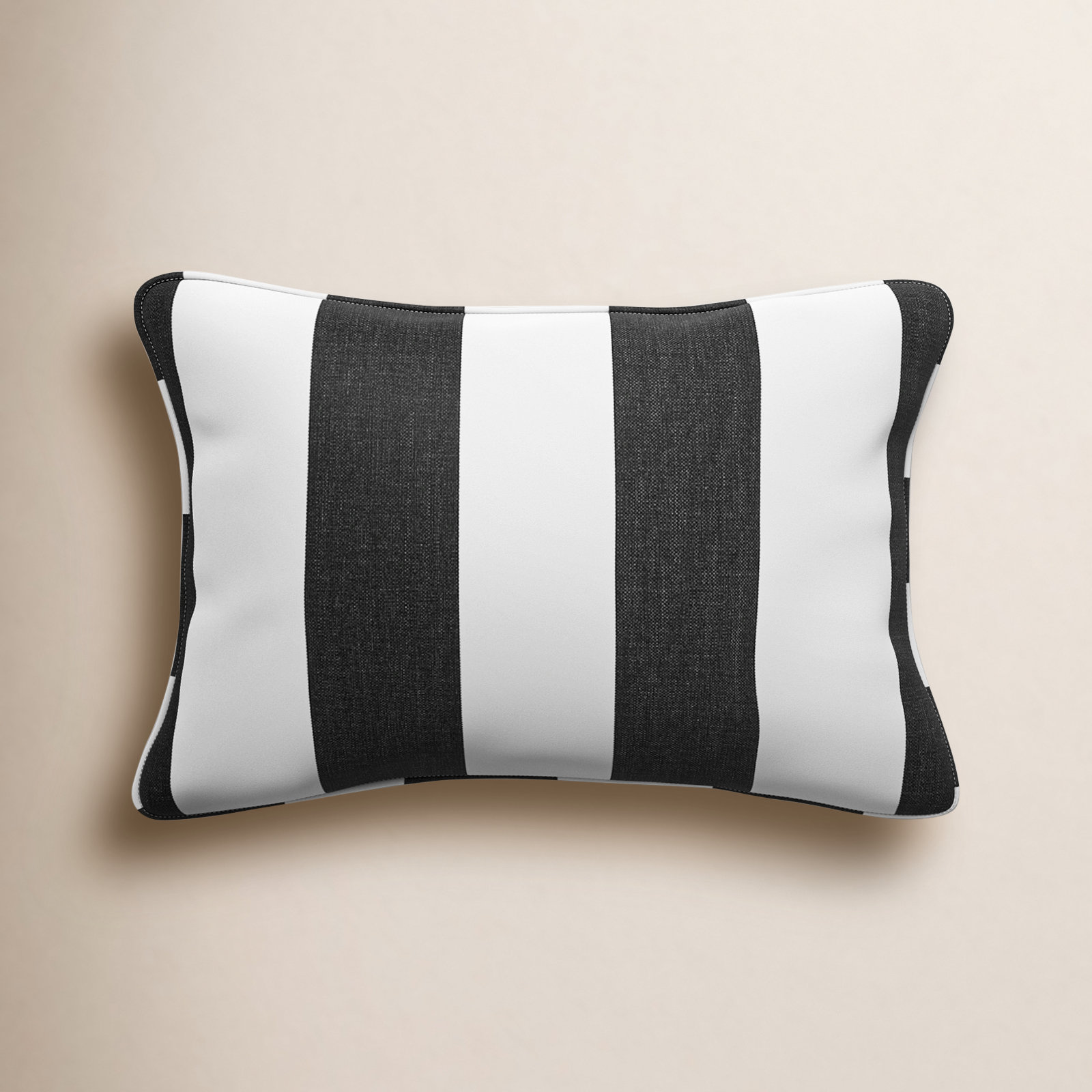Bridger Sunbrella® Lumbar Throw Pillow, 12"H x 18"W, Cabana Classic Black Stripe Sunbrella®