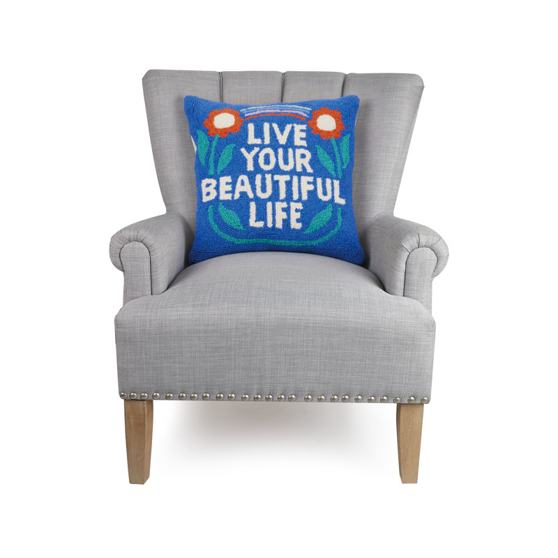 Live Your Beautiful Life Wool Hook Throw Pillow