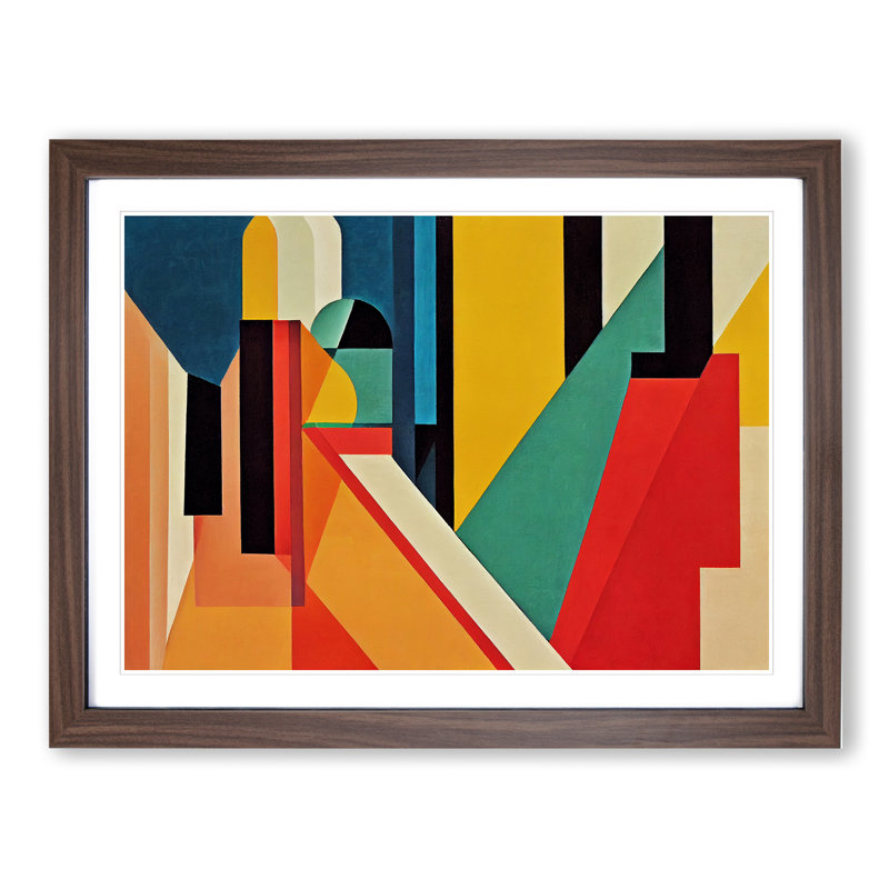 Favourable Modern Abstract - Framed Print, 25cm H x 34cm W x 2cm D, Walnut Framed