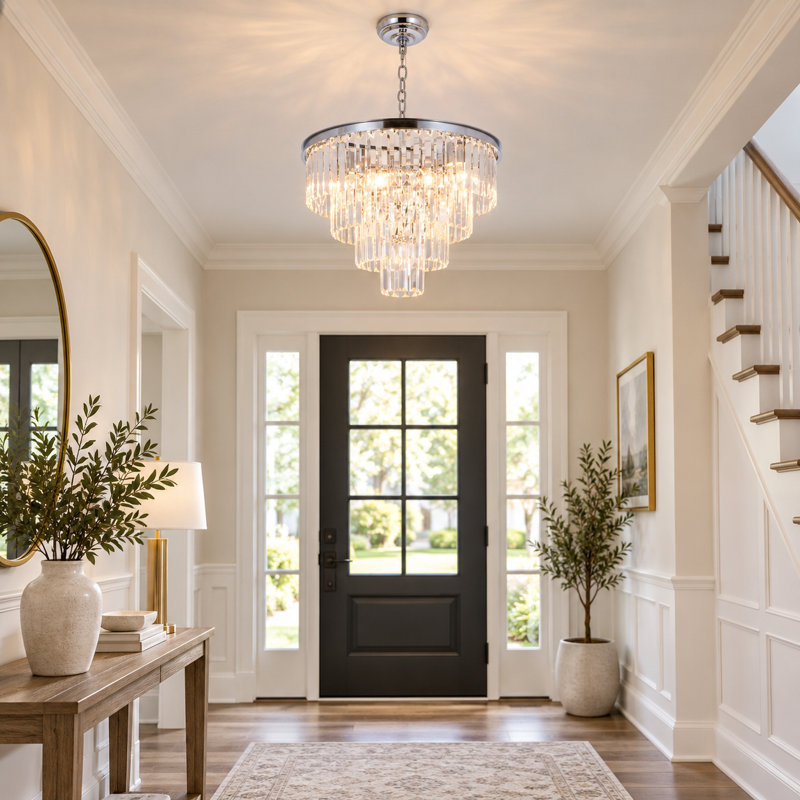 Modern 4 - Light Tiered Crystal Chandelier Dimmable