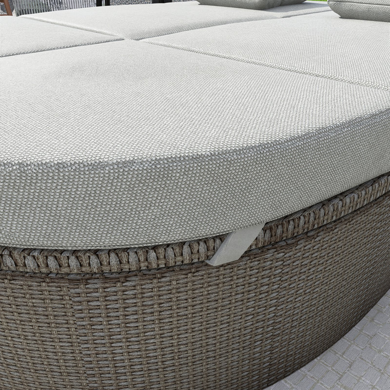 Lit de jour d'extérieur pour 2 personnes, Coussin gris / cadre brun