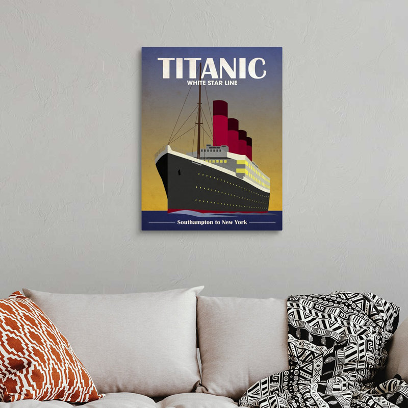 «Titanic Ocean Liner Art Deco» par Michael Tompsett, impression, H 36 po x l 27 po x P 1,5 po, Toile