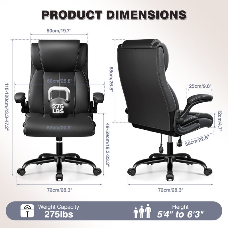 Ergonomic Executive Chair with Air Cushion Back, Black