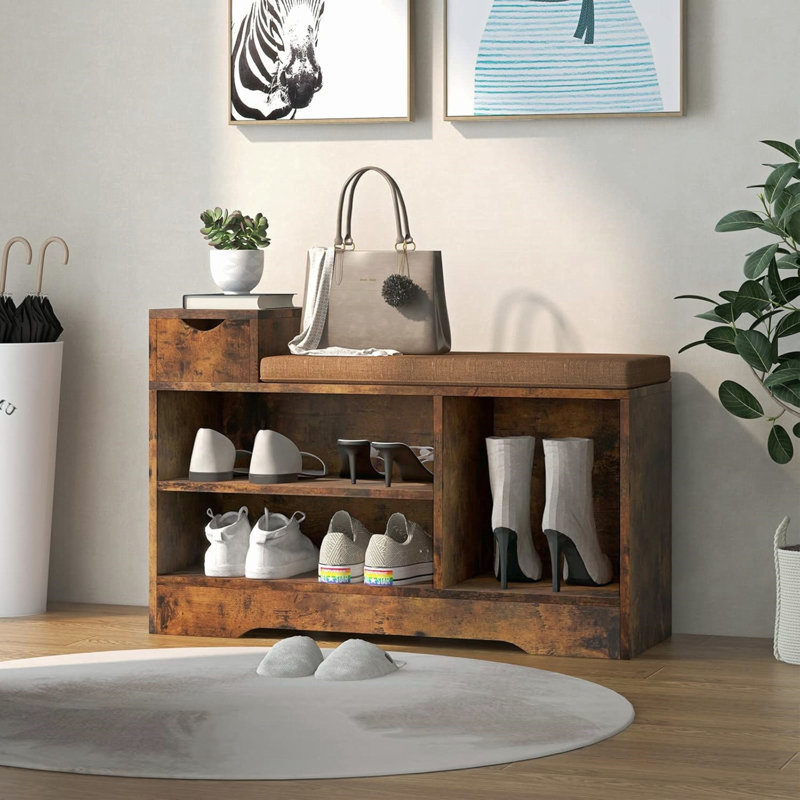 Banc de rangement pour chaussures avec petit tiroir de rangement