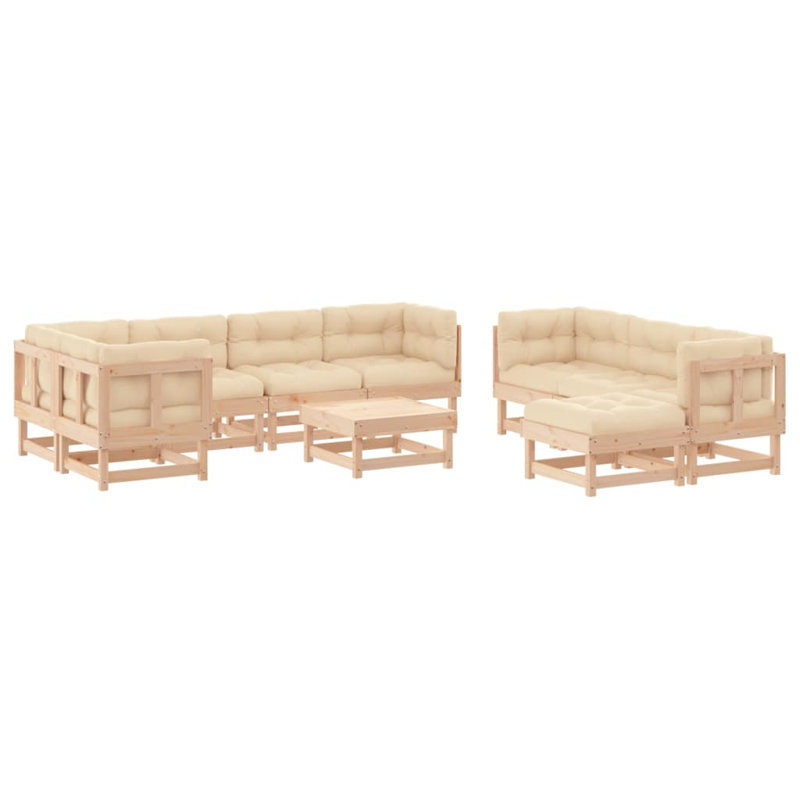 Ensemble de conversation d'extérieur avec coussins Suliman, L 24 po x l 23,8 po x H 11,8 po, Beige, Brun