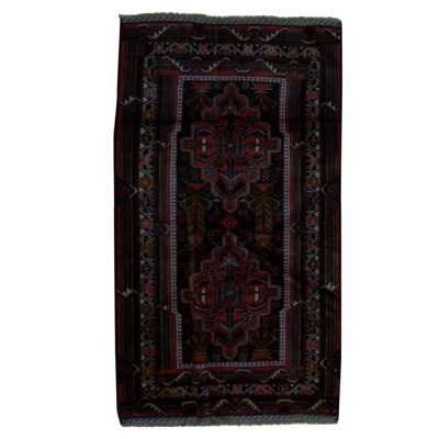Hand-Knotted High-Quality Black/Red Area Rug