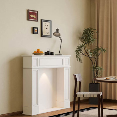 Black Manufactured Wood Electric Fireplace