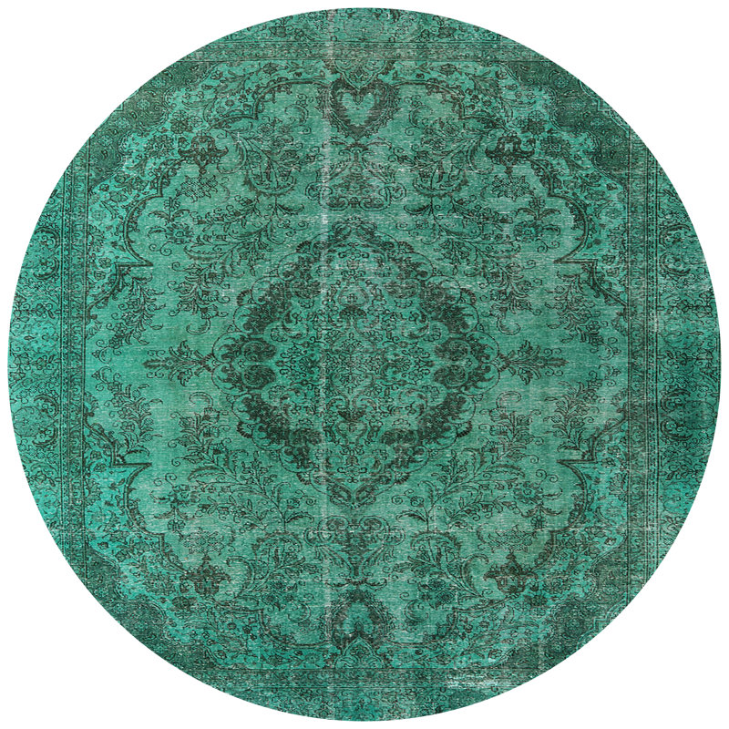 Tapis vert de style oriental, Rond 6 pi