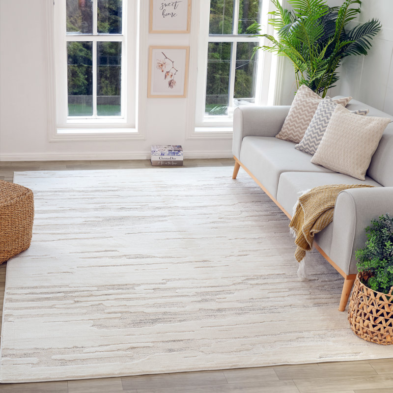 Rug Modern Indoor Area Rug, Beige Cream., Rectangle 7'10" x 10'10"