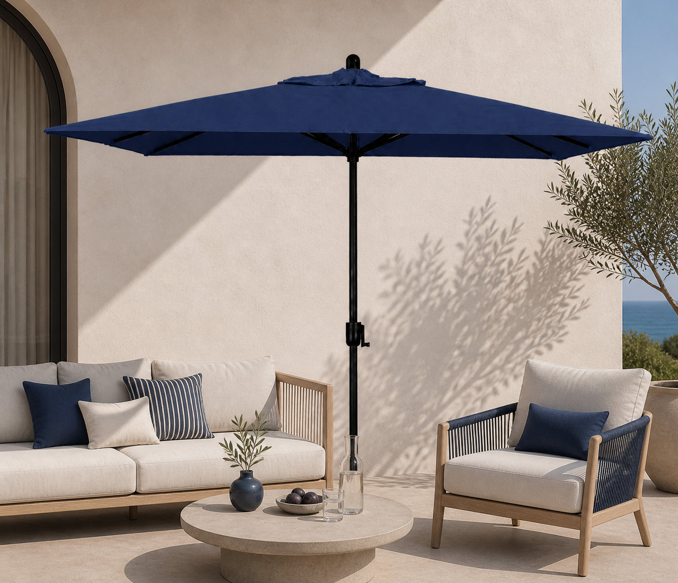 Olivier 9.7' Umbrella, Black Sapphire, Navy Sunbrella®