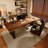 Brown + Black Rectangular Solid Wood + Iron with 3 drawers desk