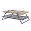 Table basse 47 "en métal naturel et gris avec tablette