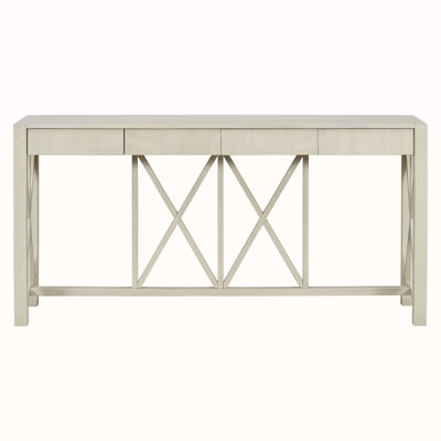 60''Acacia Veneer Console Table With 4 Spacious Drawers