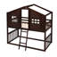 Twin Over Twin House Bunk Bed With Roof & Ladder, Solid Wood Frame-5425581