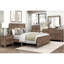 Cadre contemporain de taille grand lit brun rustique contemporain avec placage en bois pour la chambre à coucher, accessoire avec tête de lit, rails, sommier requis-1345427447-1345427444