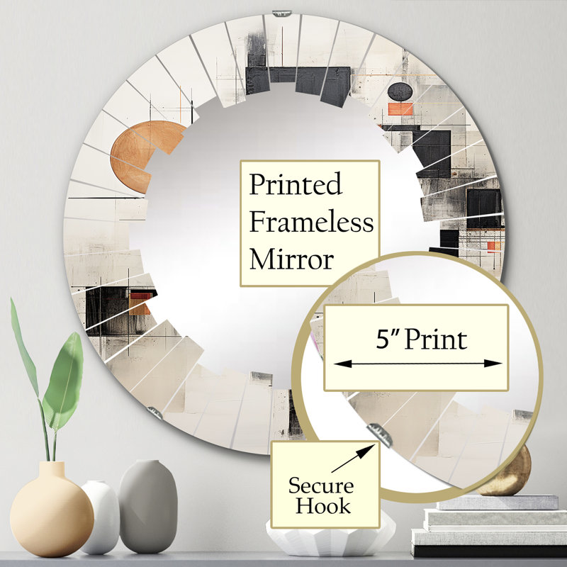 Riesco - Miroir mural moderne rond, 24 po x 24 po
