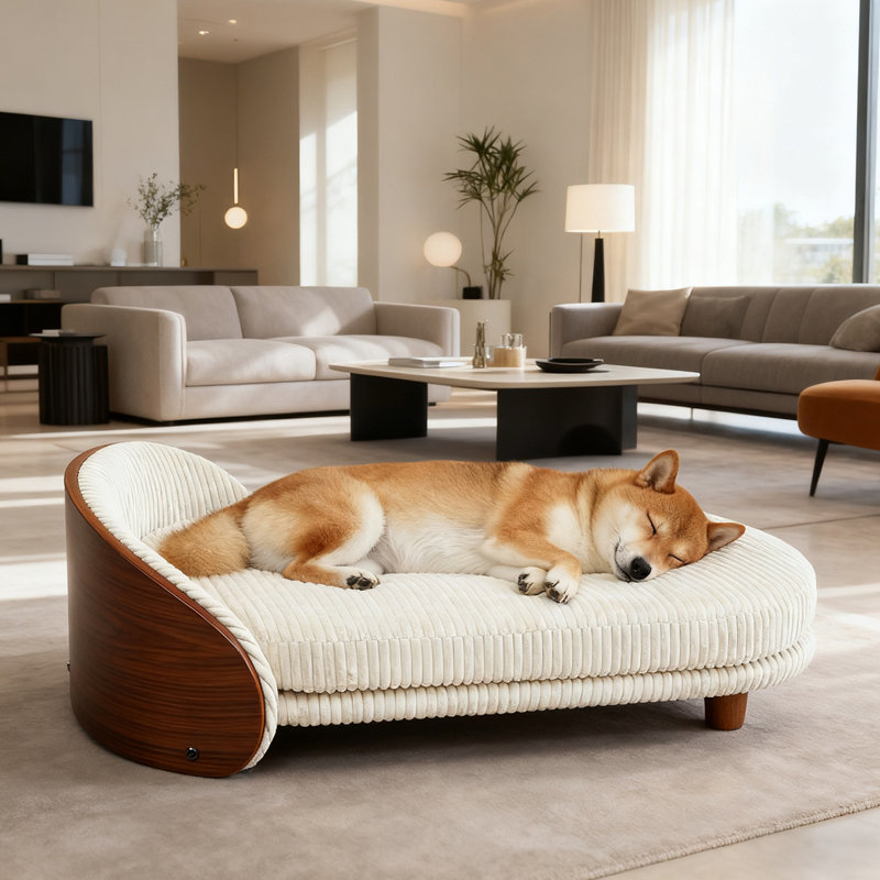 Premium dog bed furniture prepared for home delivery
