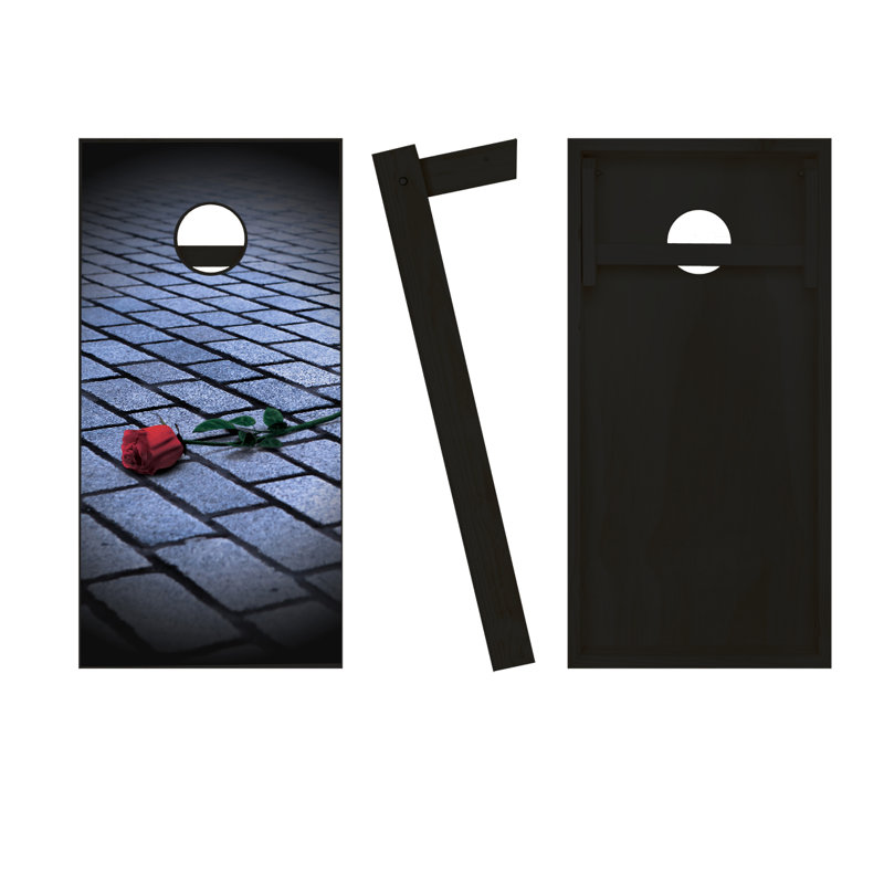 Ensemble de cornhole en bois massif 2 'x 4' avec sacs, Rouge / royal