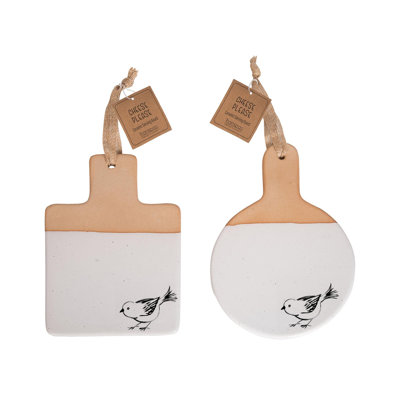 Ensemble de 2 plateaux de service multicolores Dolomite avec oiseaux