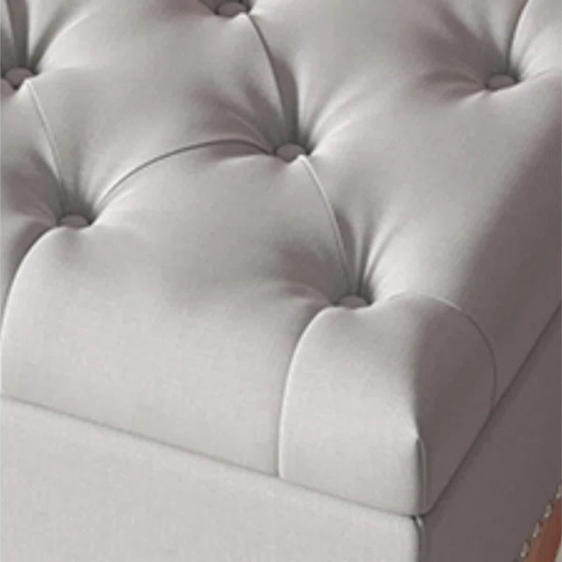 Ensemble de chambre à coucher 2 pièces: lit capitonné avec tiroirs de rangement et banc à coussin capitonné, Grand