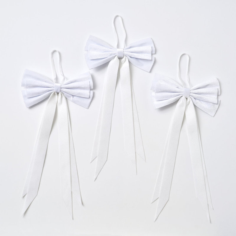 Ensemble de 3 nœuds de Noël en velours blanc neige élégant Elegant