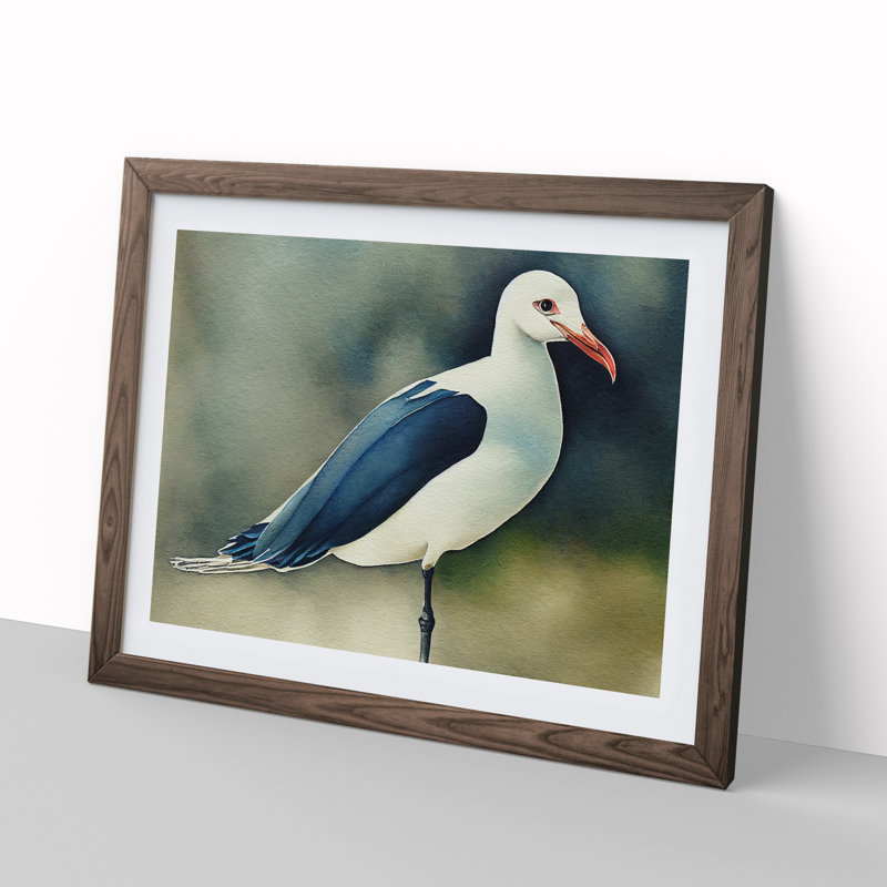 Watercolour Seagull Vol.3 - Single Picture Frame Print, 46cm H x 64cm W, Brown