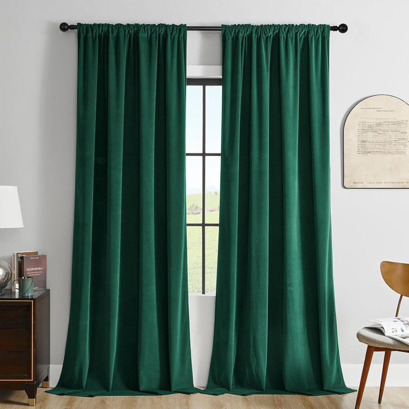 Dark Green Velvet Curtains