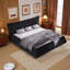 Grand lit plateforme tapissier 76,8 po - Tête de lit en velours et structure en pin massif-1047828046-1047828045