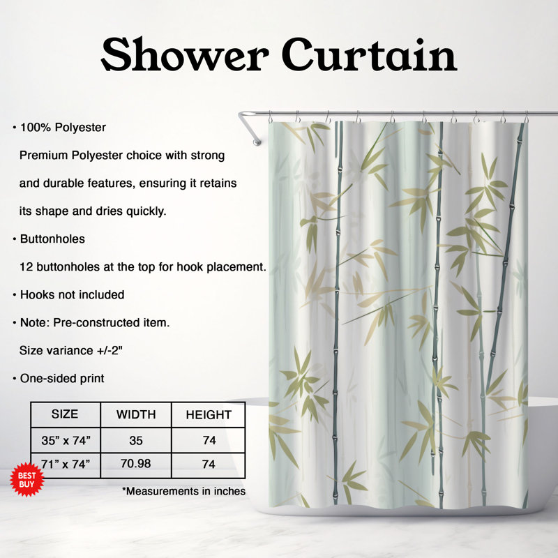 Rideau de douche Bamboo Grid - Premium, H 74 po x l 71 po