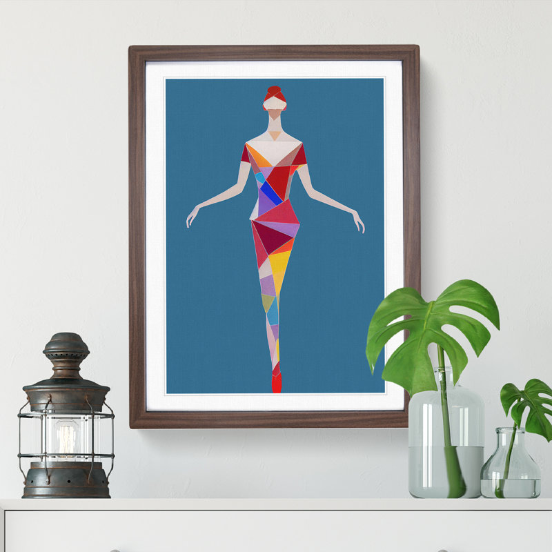 Abstract Ballerina No.1 - Single Picture Frame Print, 64cm H x 46cm W x 2cm D, Walnut