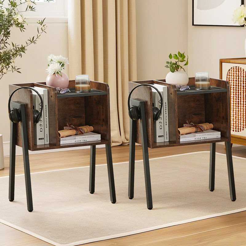 Table de chevet empilable en acier Kempst, Ensemble de 2