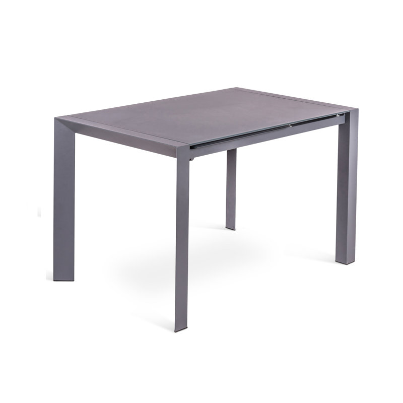 Brickhouse 80 cm Extendable Rectangular Glass Top Dining Table, Grey