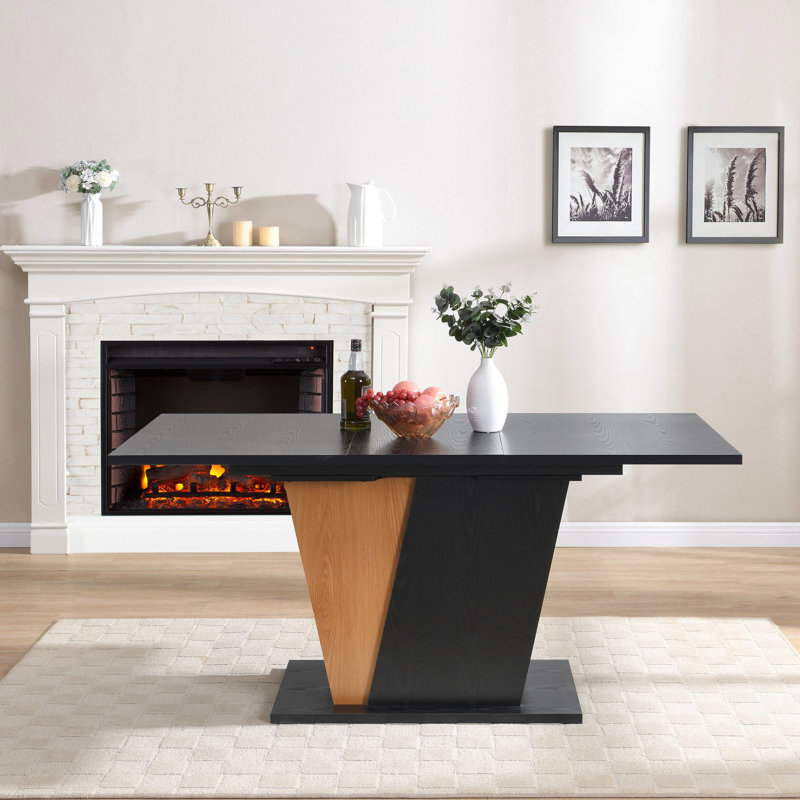 Table extensible 60,43 pouces moderne en bois avec rangement. Base en métal, plateau de table réglable pour le bureau et la maison. Fabrication, différentes occasions