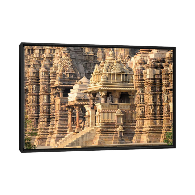 « khajuraho group of monuments », reproduction de photo sur toile, H 18 po x l 26 po x P 1,5 po, Toile avec cadre noir, Non