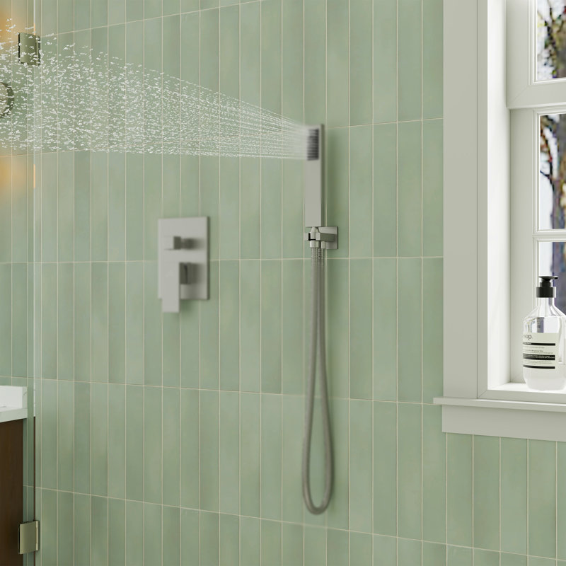 Douche plate en laiton avec couvercle décoratif, Nickel brossé