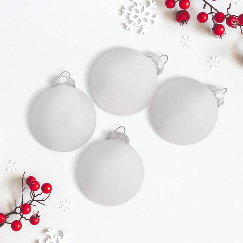 Glass Christmas Ball Ornaments 1.75" (45mm), White