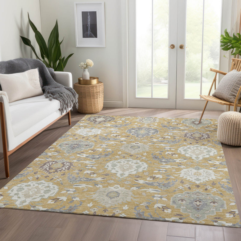 Tapis damassé Colmenero AMF1026 lavable à la machine de qualité supérieure, Rectangle 2 pi 6 po x 3 pi 10 po