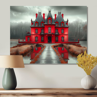 Monochromes rouge gris manoir d'automne en Allemagne III - Chateaux, art mural, salon