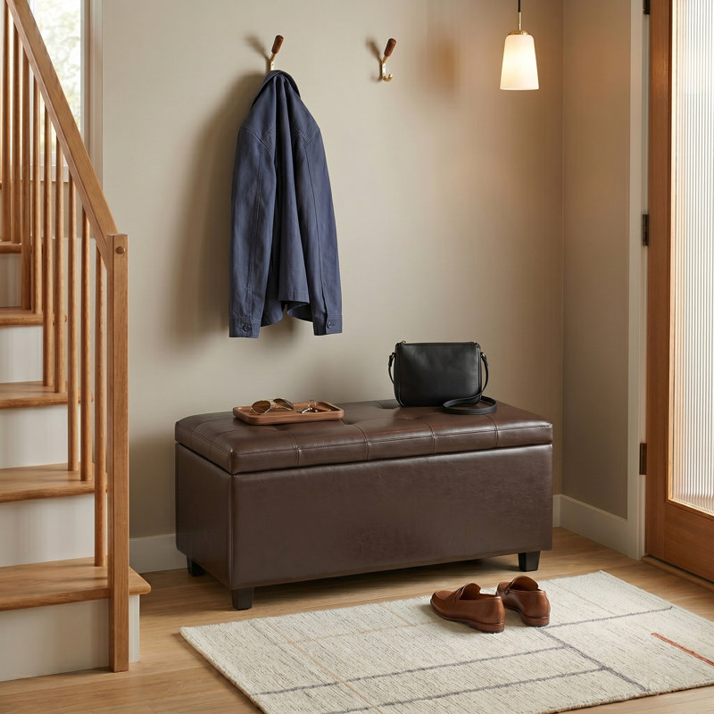 Banc repose-pieds avec rangement caché Cosmopolitan, Brun chocolat
