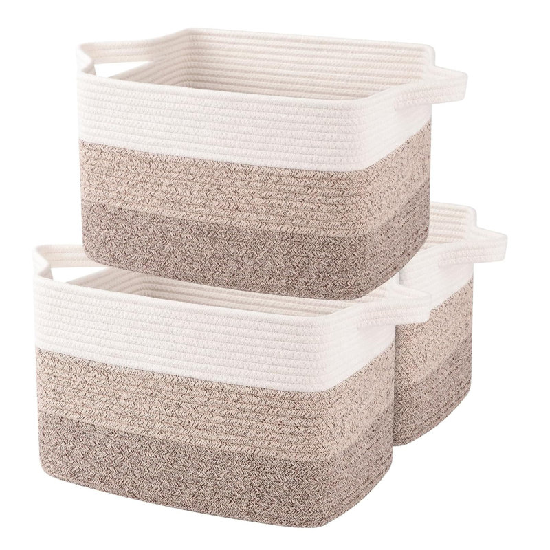 Highland Dunes Cotton Decorative Basket, Brown