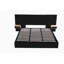 Lit plateforme extra-large en velours moelleux avec 2 tablettes de rangement, 2 lampes de lecture et une connexion USB, noir