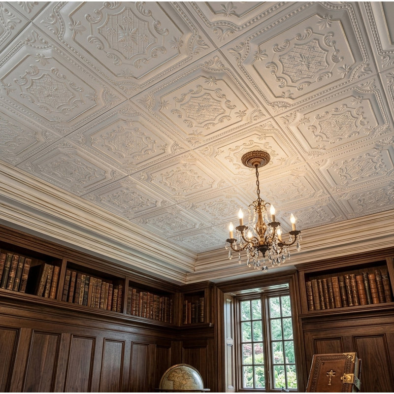 20x20 Styrofoam Ceiling Tiles Glue-up Decorative Panels For Easy Diy Install, Home & Basement Renovation. Embossed Floral