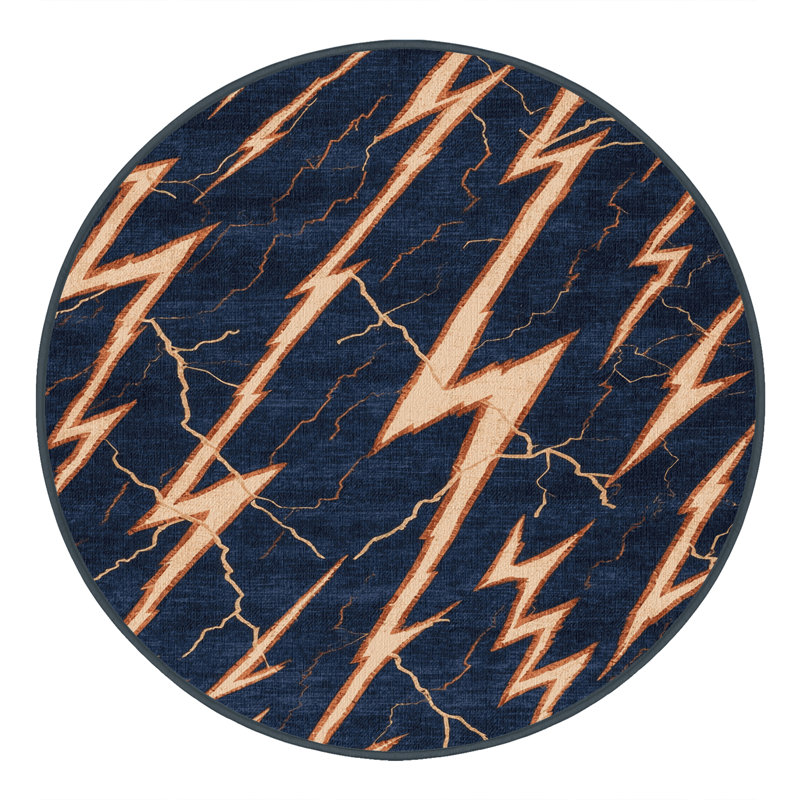 Machine Washable Nature Gray Area Rug, Round 5'