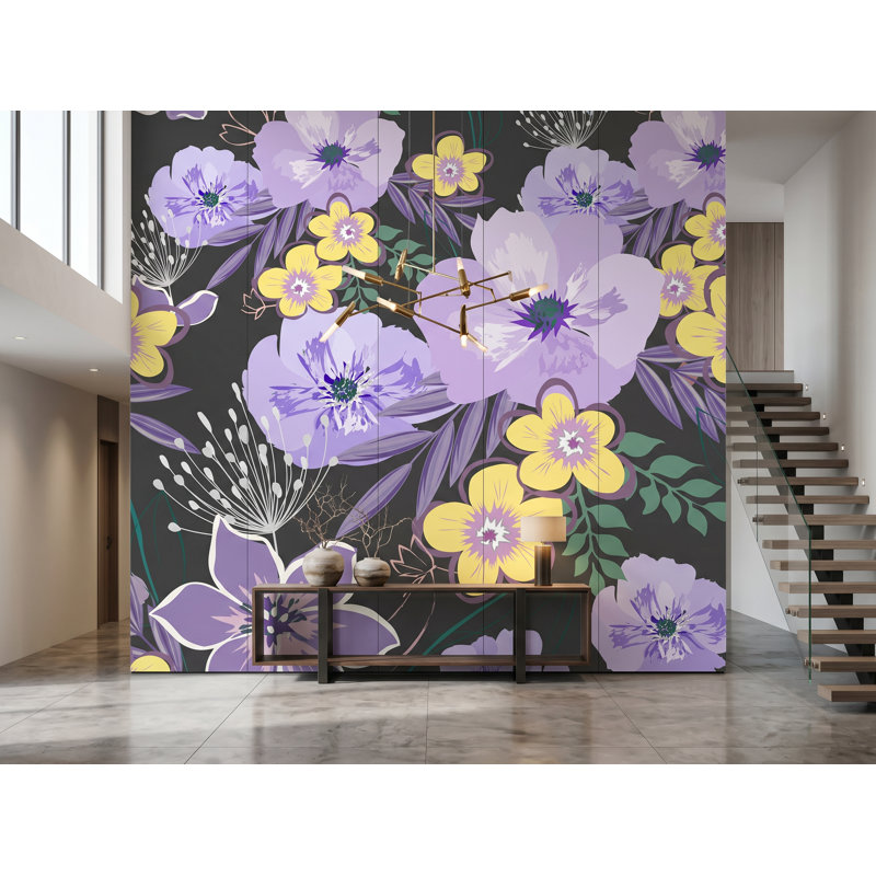 Panneau de papier peint adhésif l 8,33 pi x l 100 po Lilac Flowers, l 100 po x H 100 po, adhésif en vinyle