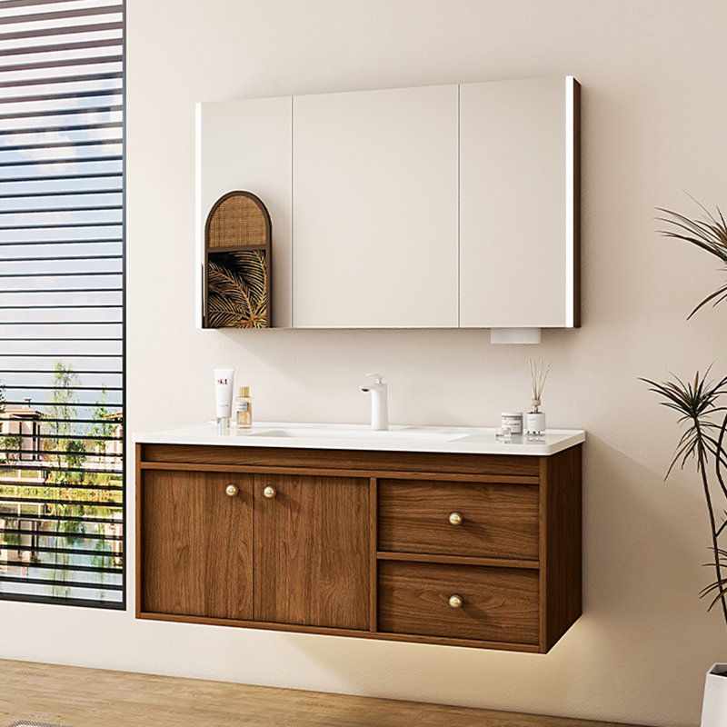 Armoire de salle de bain rétro élégante et brune