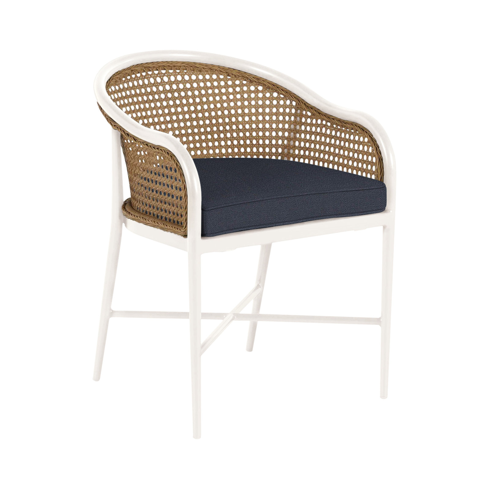 Havana Cane N-Dura Resin Wicker Outdoor Arm Chair, Welt, Chalk/Natural Cane, Faded Pistachio