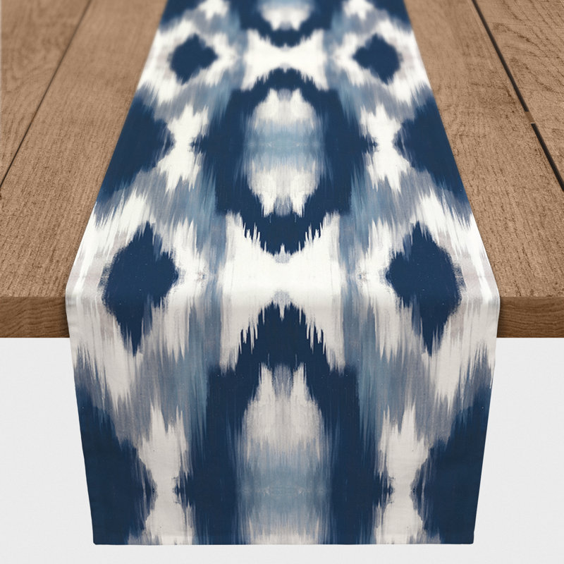Doster Table Runner, 72" x 16", Navy Blue, Geomestric