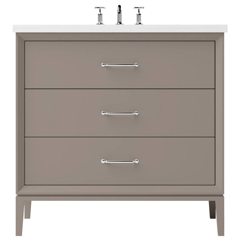 Alexandra Three-Drawer Single Bath Vanity, 36", Taos Taupe, Polished Chrome