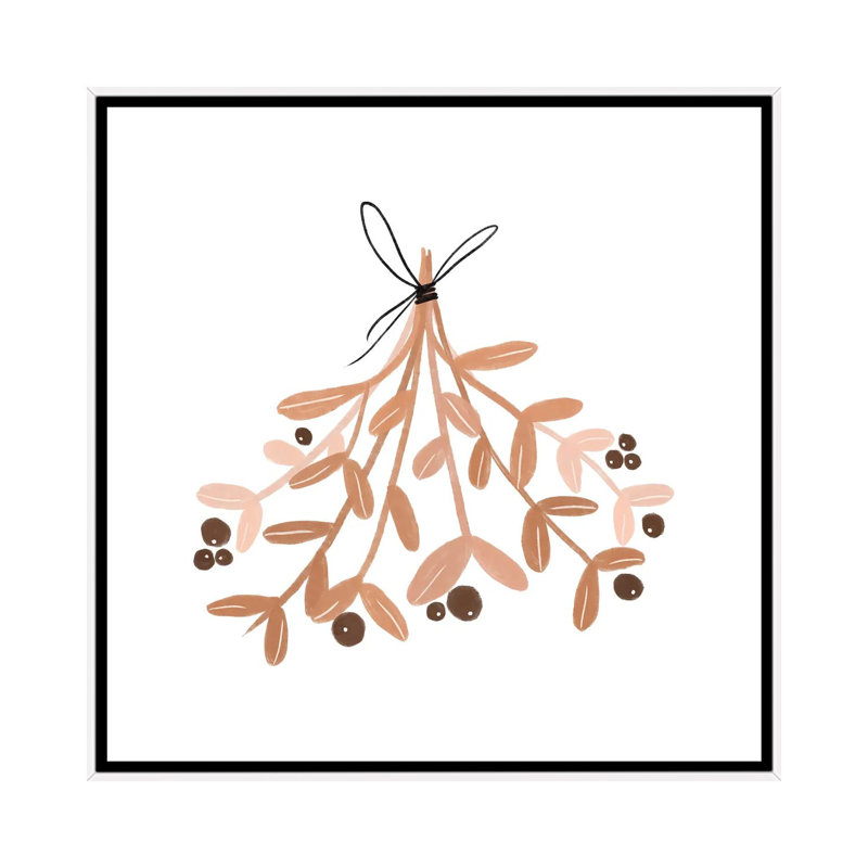 « Mistletoe » par Orara studio, reproduction d’art, H 18 po x l 18 po x 1,5 po, Toile blanche encadrée, Pas de tapis
