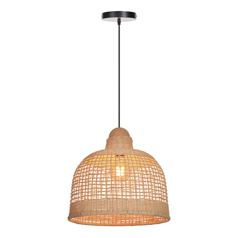 Luminaire suspendu 1 lumière dôme en bambou, H 11,81 po x l 13,77 po x P 13,77 po
